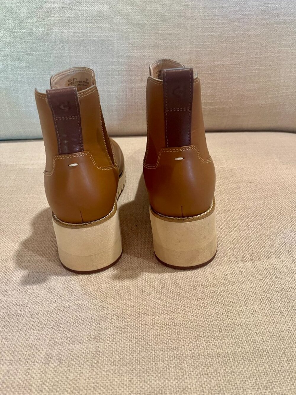 Cole Haan ZeroGrand City Wedge Chelsea Boot Tan Leather Ankle Bootie - Picture 7 of 14